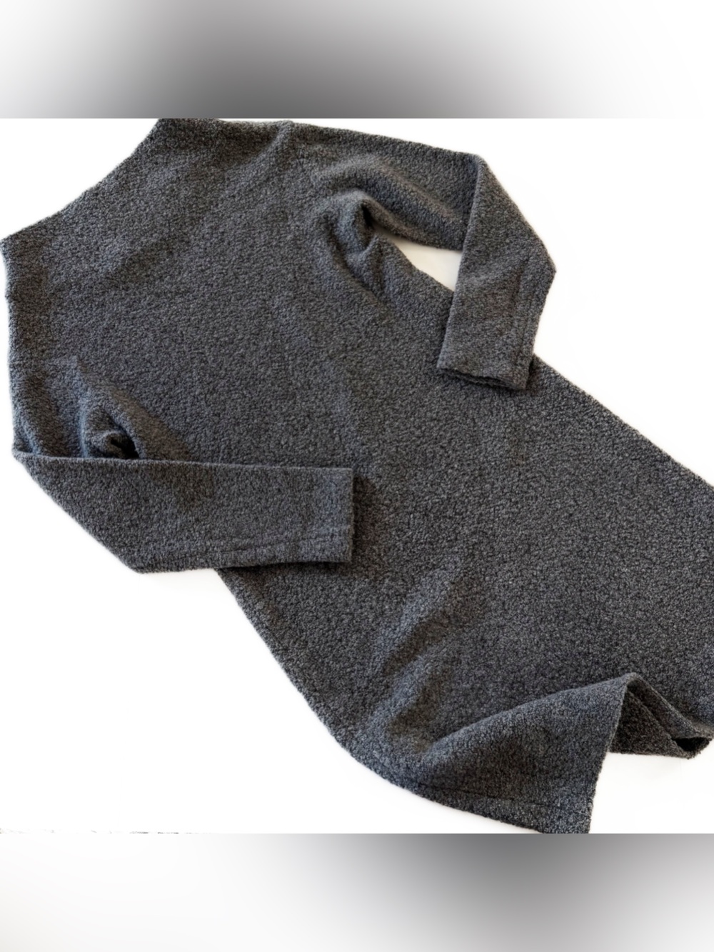 Peter O’Mahler Boiled Wool Sweater Dress Lagenlook Womens Small Mock Neck Gray